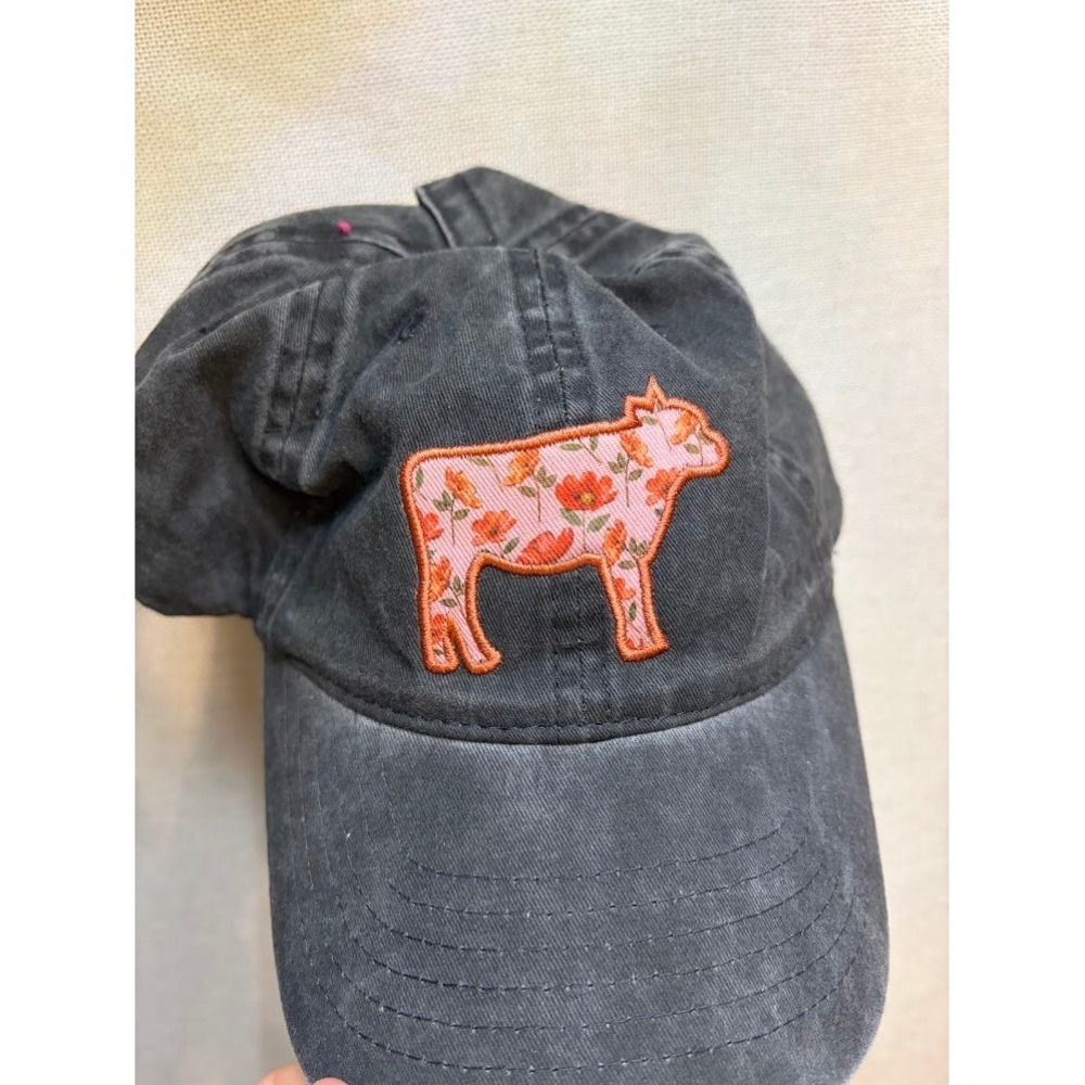 Infinity Her Elude Evolve Floral Cow Baseball Cap Hat Black Ponytail Opening